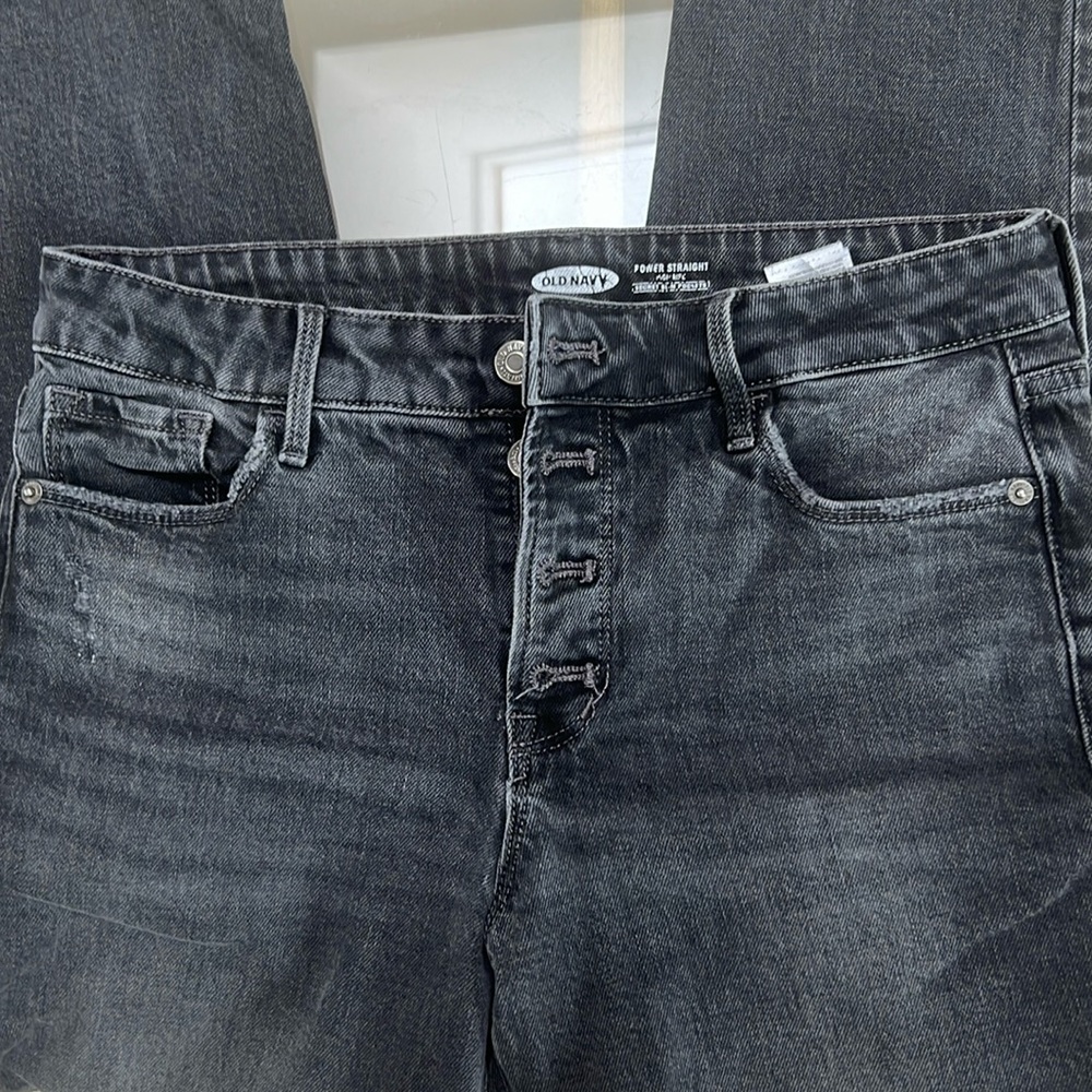 Old navy power straight black denim jeans size 8